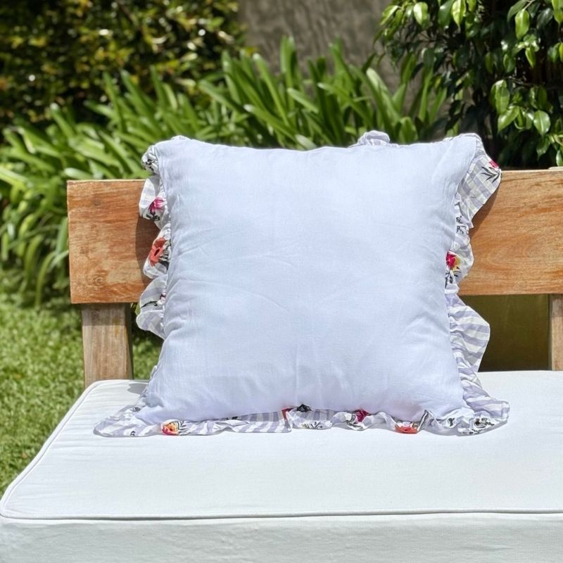 Funda de Almohadón Amber / Blanco y Estampado