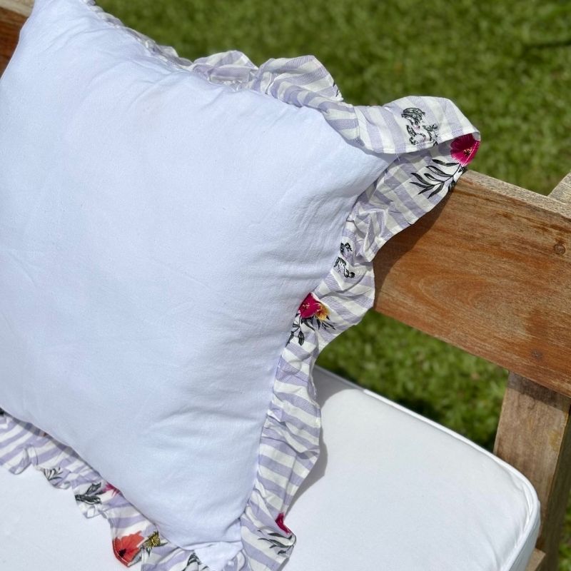 Funda de Almohadón Amber / Blanco y Estampado