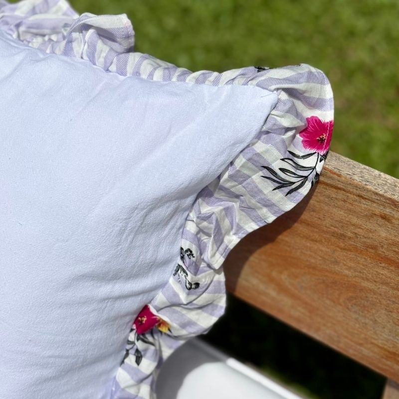 Funda de Almohadón Amber / Blanco y Estampado