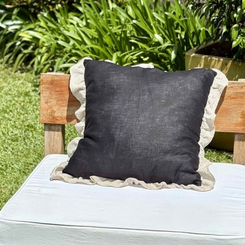 Funda de Almohadón Amber / Negro y Beige