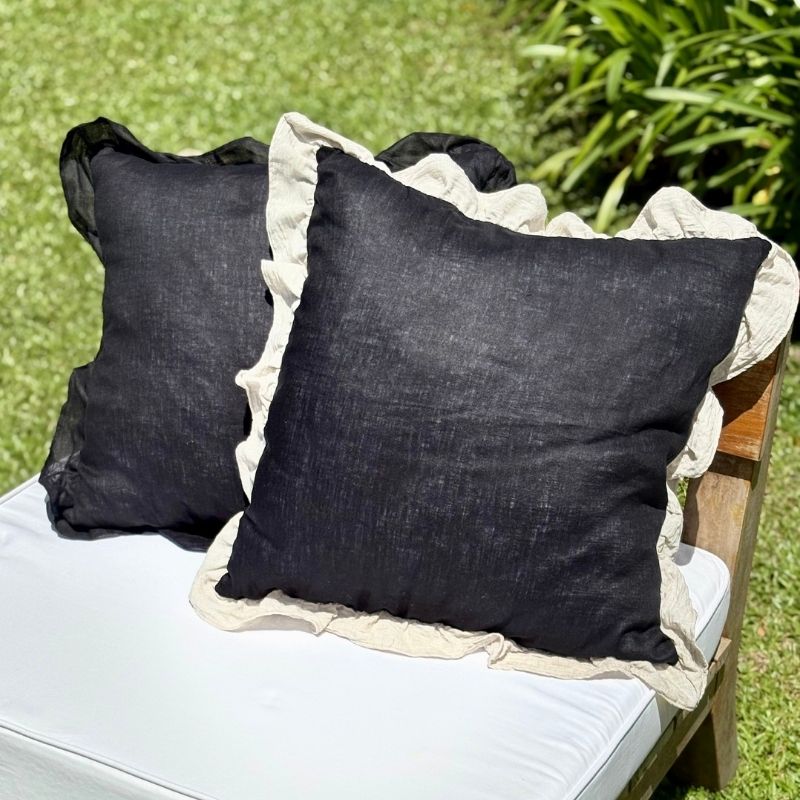 Funda de Almohadón Amber / Negro y Beige