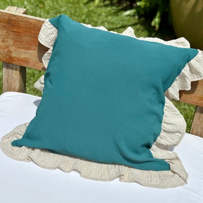 Funda de Almohadón Amber / Verde y Beige