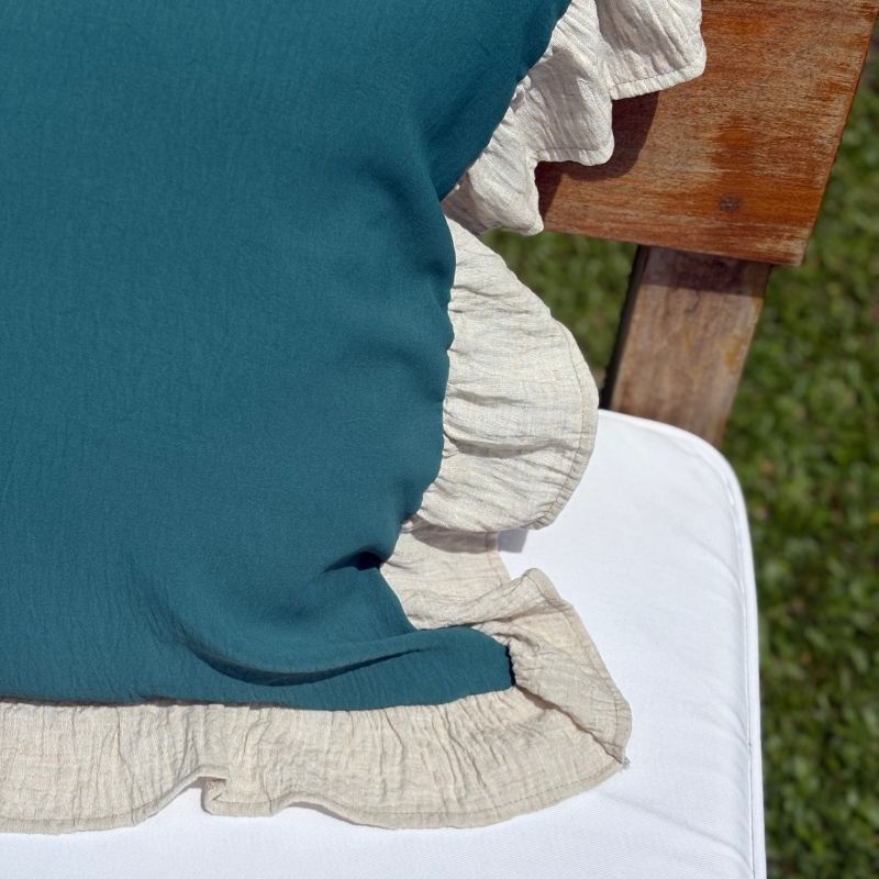 Funda de Almohadón Amber / Verde y Beige