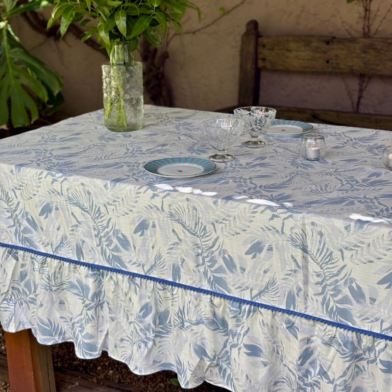 Mantel Santorini / Estampado Celeste